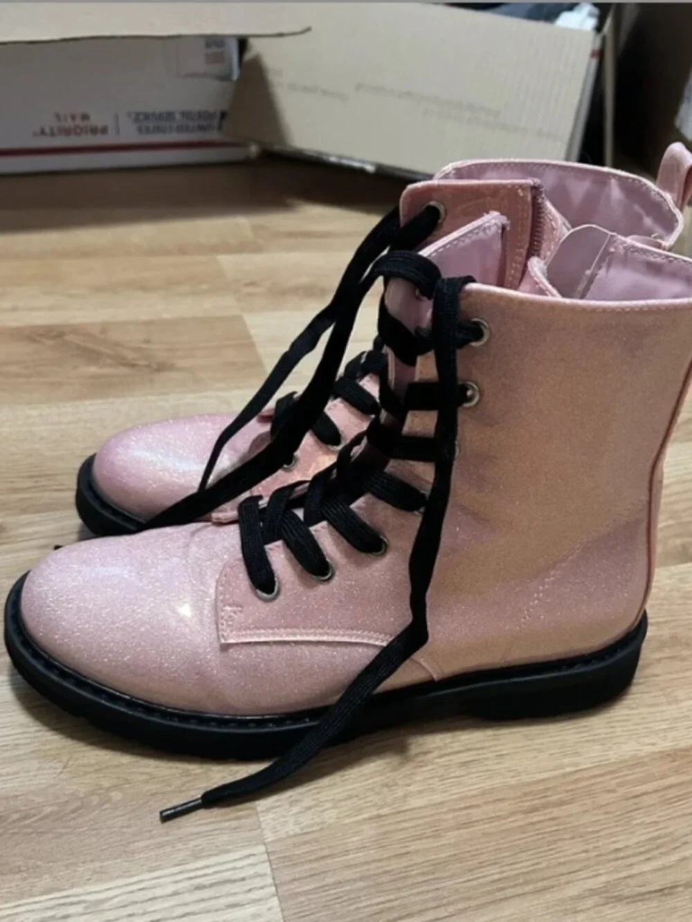 Therabouts Pink & Black Glitter Boots Size 5M